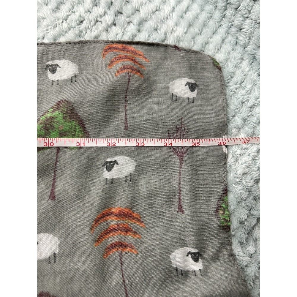 Whimsical Sheep & Trees Lightweight Scarf Wrap - Grey Scandi Gauze Shawl 71x36 - Picture 3 of 4